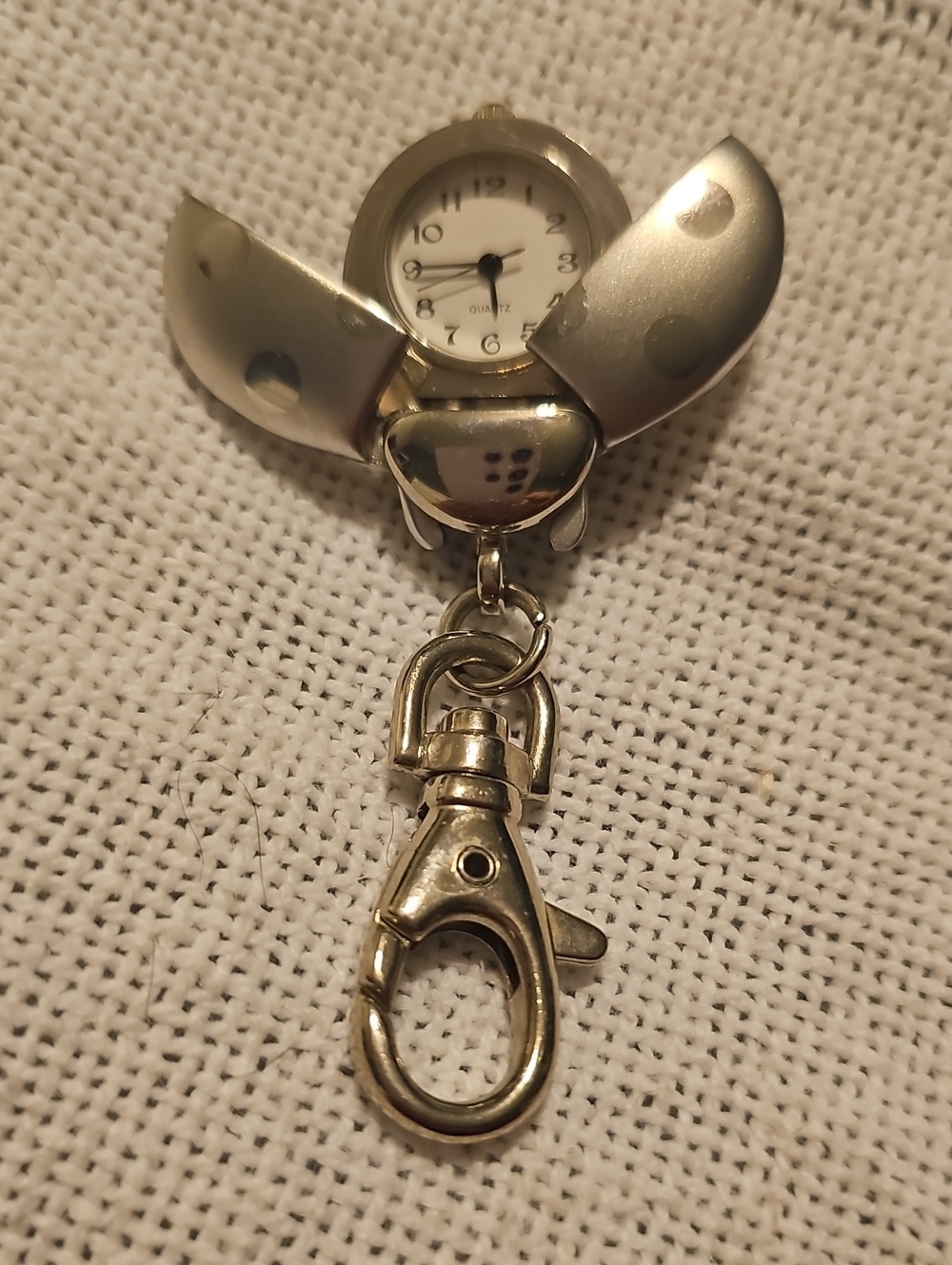 Vintage Silver Ladybug Clip-On Keychain Watch  Women  Accessories Retro Jewelry